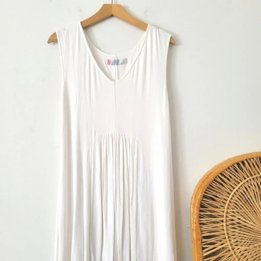 Free People White Maxi Dress Ribbed Boho Beach Sleeveless Small - Picture 2 of 10
